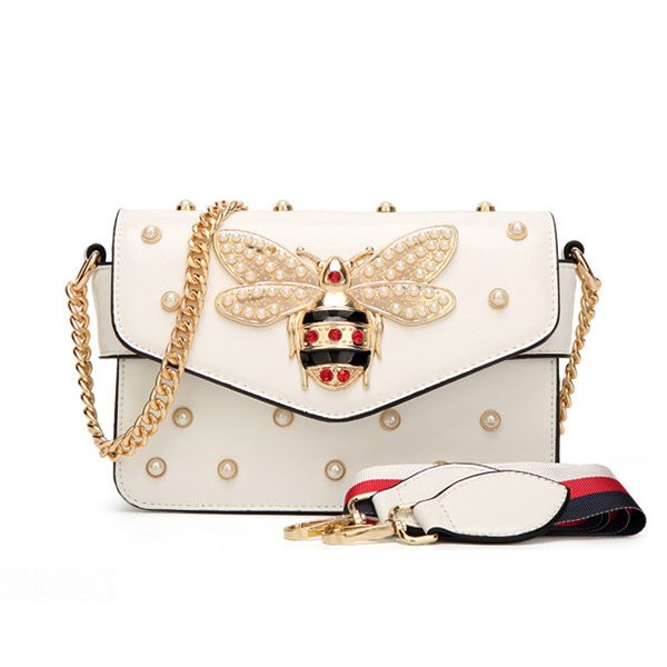 Wholesale7 Stylish Chain Strap Pearl Beading Bee Bag Wholesale7 Stylish Chain Strap Pearl Beading Bee Bag