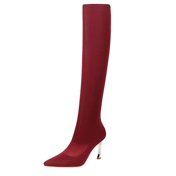 Simple Design Pointed Solid Wholesale Thigh High Boots