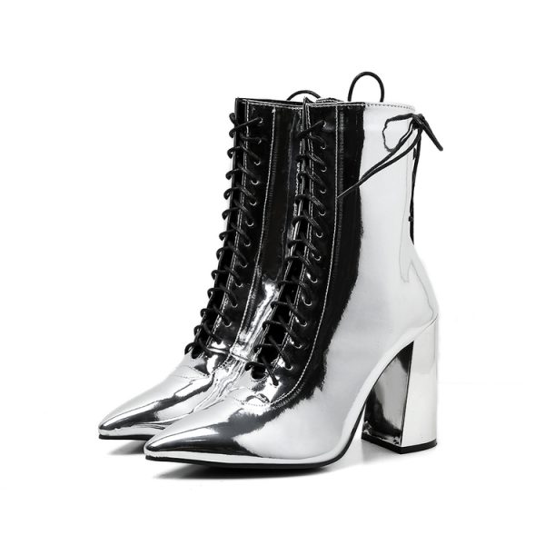 Stylish Lace Up Pointed Mid Calf Boots Stylish Lace Up Pointed Mid Calf Boots