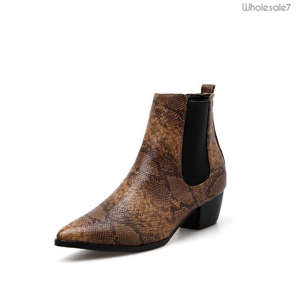 Winter Pointed Snake Print Slip On Chelsea Boots Winter Pointed Snake Print Slip On Chelsea Boots
