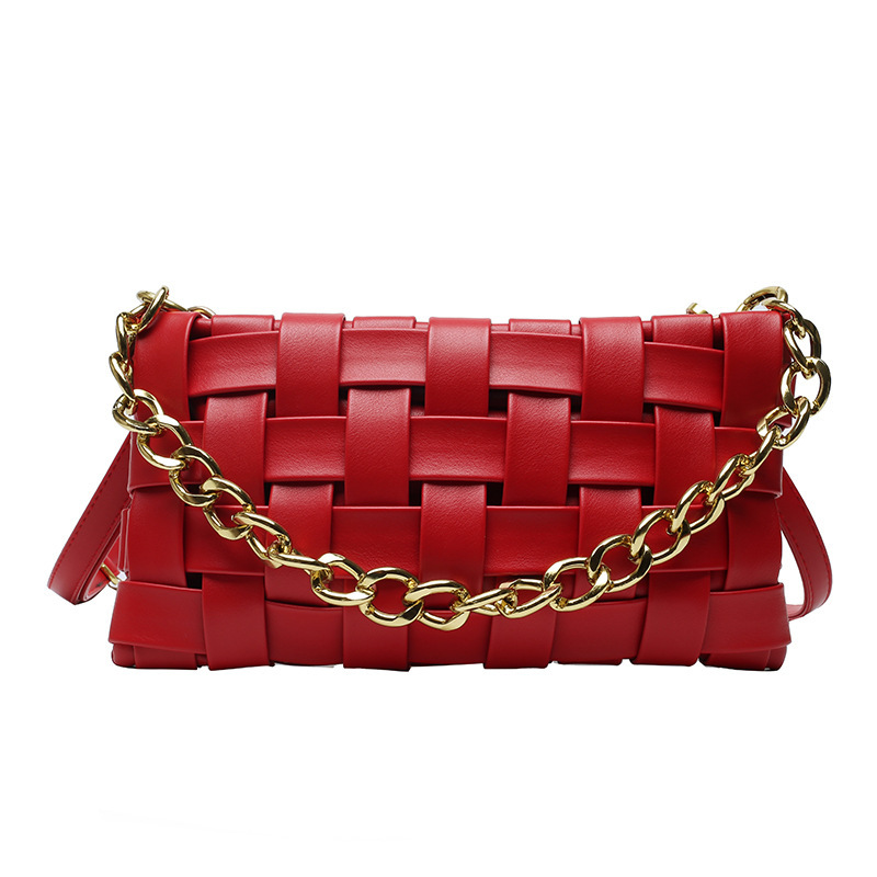 Woven Design Thick Chain Crossbody Bags