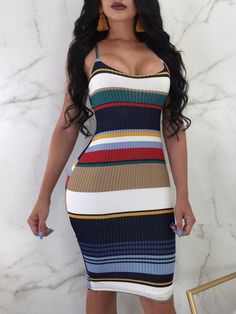 Off Shoulder Color Block Striped Long Sleeve Dress 