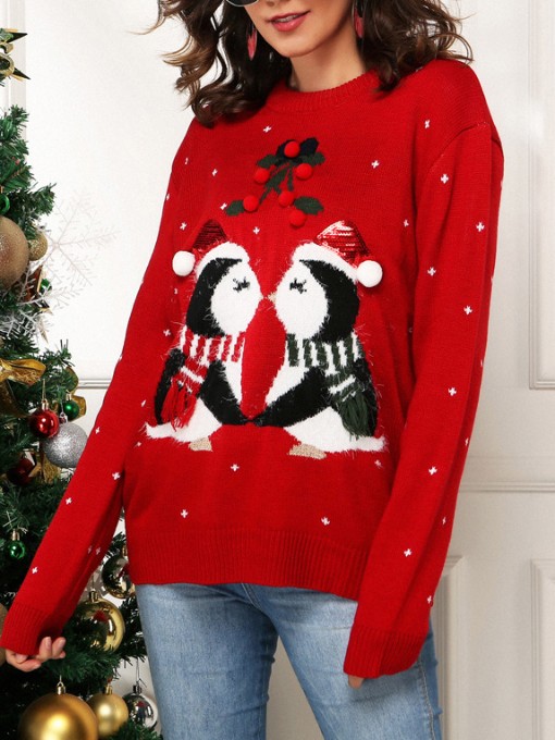 Casual Penguin Loose Christmas Sweater