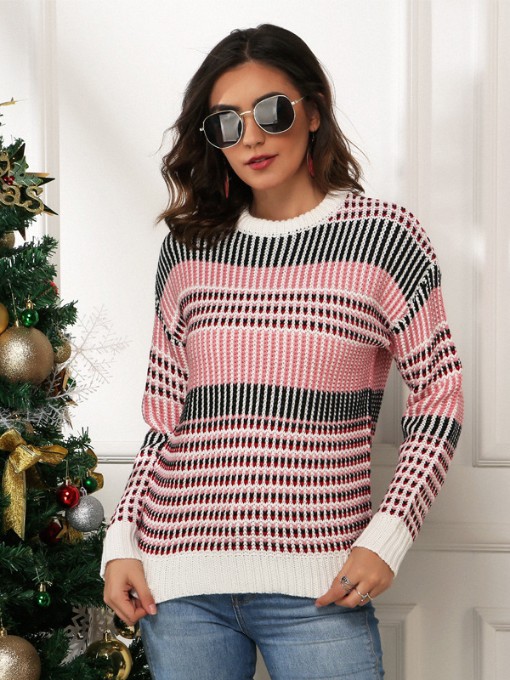 Casual Striped Knitting Christmas Sweater