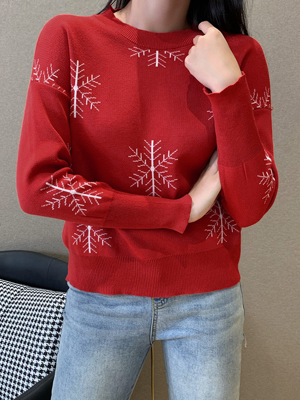 Christmas Snowflake Pattern Women Sweater