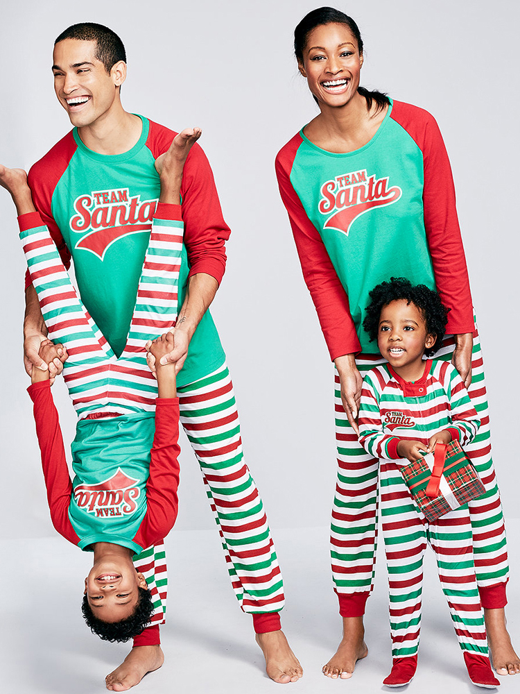 Contrast Color Stripes Letter Christmas Family Clothing Sets Contrast Color Stripes Letter Christmas Family Clothing Sets