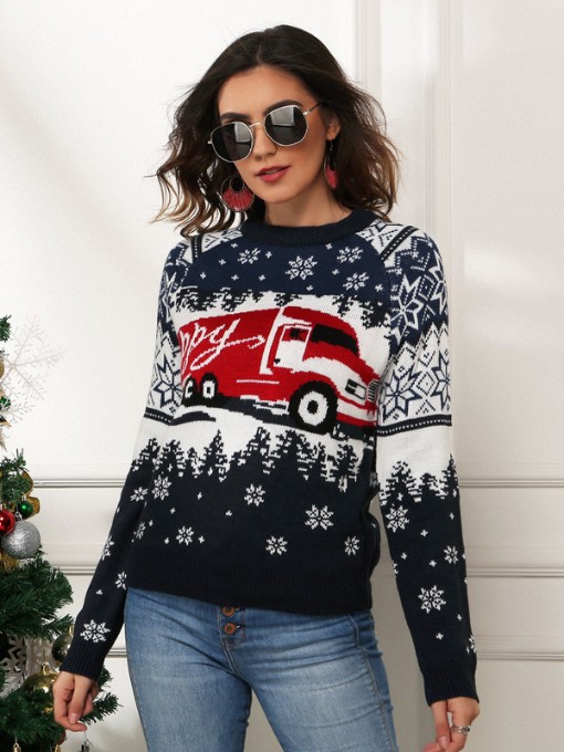 Popular Snowflake Long Sleeve Sweater Christmas