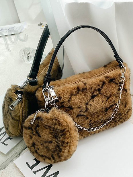 Cute Plush Zipper Handbags For Women