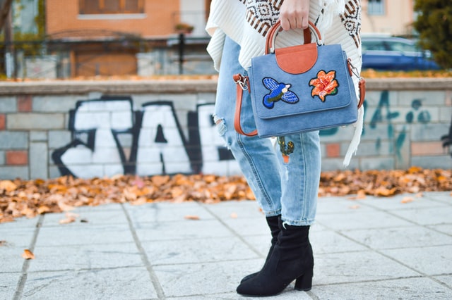 a blue fashion handbag