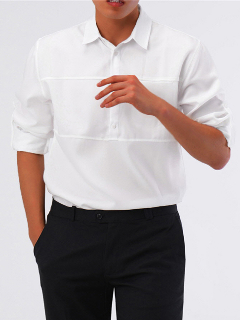 Fashion Button-Up Patchwork Turndown Collar Mens Shirt