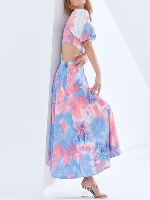 Vacation Cut Out Short Sleeve Maxi Dress
