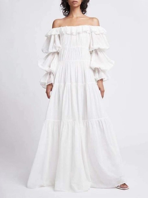 Elegant Ruffled Off Shoulder Boutique Maxi Dress