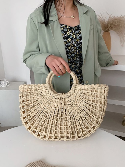 Casual Solid Weaving Handbags For Women