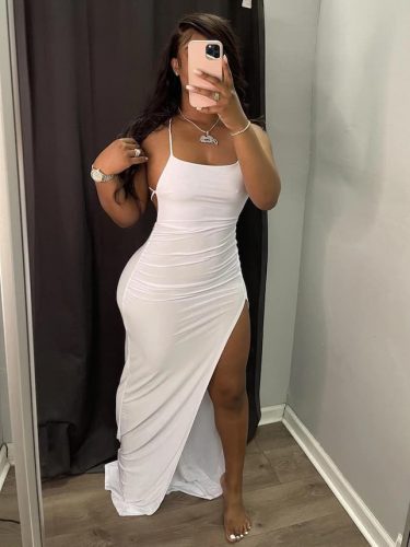Sexy Pure Backless Lace Up Maxi Dress
