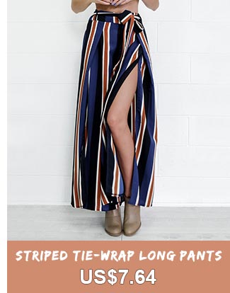 Striped Tie-Wrap Long Pants