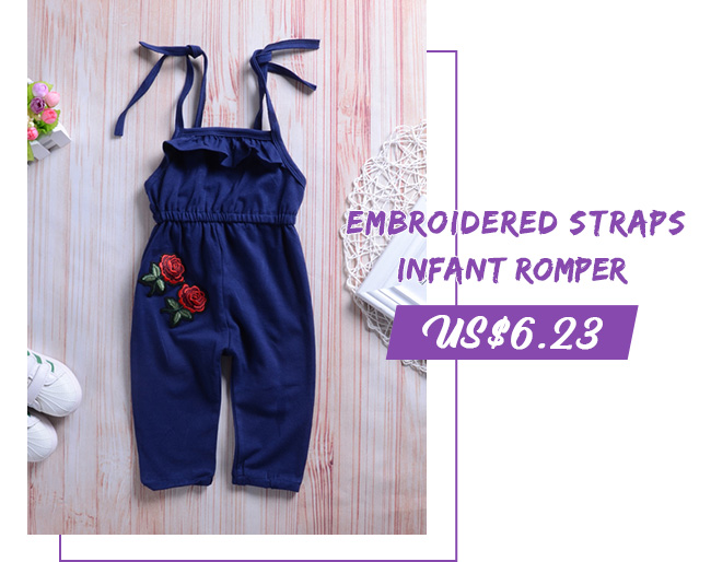 Embroidered Straps Infant Romper