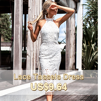 Lace Tassels Dress US$9.64