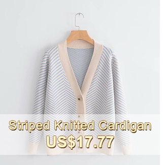 Striped Knitted Cardigan US$17.77